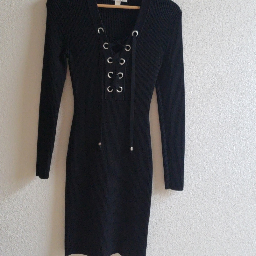 Michael Kors Lace-Up Ribbed Dress